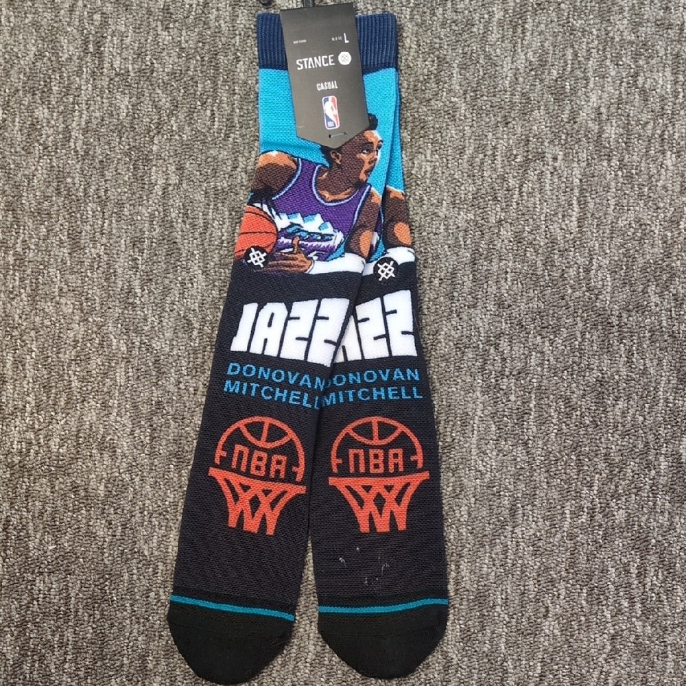 Stance Men's Jazz Donovan Mitchell Basketball Socks Size L